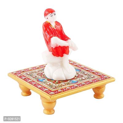 Trendy Italian Marble Saibaba On Marble Sinhasan Idol And Figurine For Home And Pooja Room-thumb2