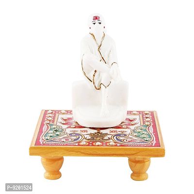 Trendy Italian Marble Saibaba On Marble Sinhasan Idol And Figurine For Home And Pooja Room