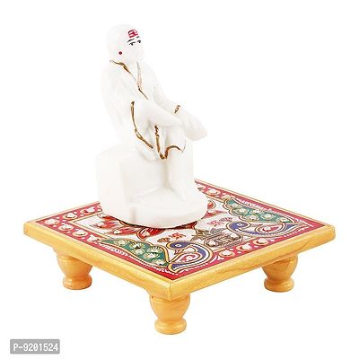 Trendy Italian Marble Saibaba On Marble Sinhasan Idol And Figurine For Home And Pooja Room-thumb2