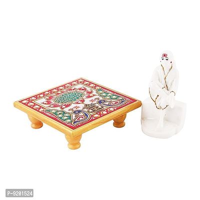 Trendy Italian Marble Saibaba On Marble Sinhasan Idol And Figurine For Home And Pooja Room-thumb3