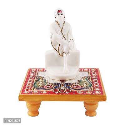 Trendy Italian Marble Saibaba On Marble Sinhasan Idol And Figurine For Home And Pooja Room