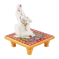 Trendy Italian Marble Saibaba On Marble Sinhasan Idol And Figurine For Home And Pooja Room-thumb1