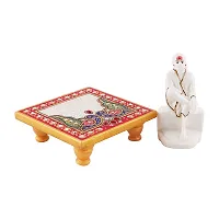 Trendy Italian Marble Saibaba On Marble Sinhasan Idol And Figurine For Home And Pooja Room-thumb2