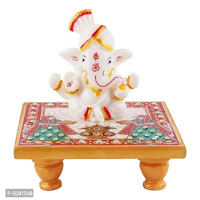 Trendy Italian Marble Ganesh Idols On Marble Sinhasan Idol And Figurine For Home And Pooja Room-thumb0