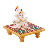 Trendy Italian Marble Ganesh Idols On Marble Sinhasan Idol And Figurine For Home And Pooja Room-thumb1