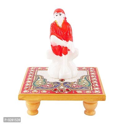Trendy Italian Marble Saibaba On Marble Sinhasan Idol And Figurine For Home And Pooja Room-thumb0