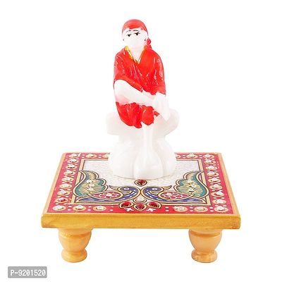 Trendy Italian Marble Saibaba On Marble Sinhasan Idol And Figurine For Home And Pooja Room