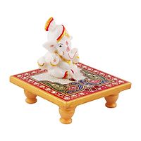 Trendy Italian Marble Ganesh Idols On Marble Sinhasan Idol And Figurine For Home And Pooja Room-thumb1