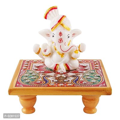 Trendy Italian Marble Ganesh Idols On Marble Sinhasan Idol And Figurine For Home And Pooja Room-thumb0
