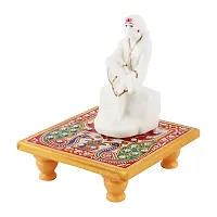 Trendy Italian Marble Saibaba On Marble Sinhasan Idol And Figurine For Home And Pooja Room-thumb1