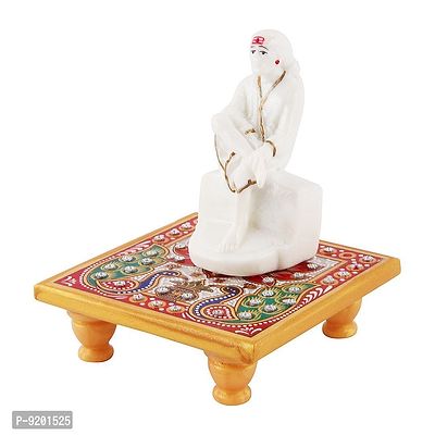 Trendy Italian Marble Saibaba On Marble Sinhasan Idol And Figurine For Home And Pooja Room-thumb2