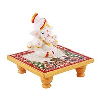 Trendy Italian Marble Ganesh Idols On Marble Sinhasan Idol And Figurine For Home And Pooja Room-thumb1