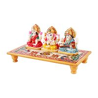 Trendy Lakshmi Ganesh Ji Marble Idol With Choki For Festival And Home Decoration-thumb2