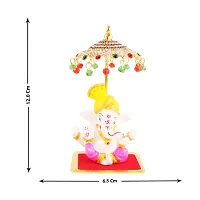 Marble Ganesh Idol Statue for Car Dashboard with Umbrella  Office Table study Table  Deacute;cor showpices-thumb3