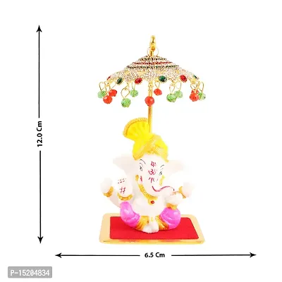 Marble Ganesh Idol Statue for Car Dashboard with Umbrella  Office Table study Table  Deacute;cor showpices-thumb4