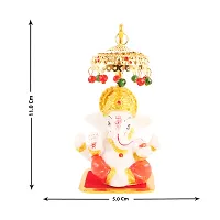 Marble Ganesh Idol Statue for Car Dashboard with Umbrella  Office Table study Table  Deacute;cor showpices-thumb3