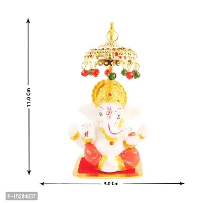 Marble Ganesh Idol Statue for Car Dashboard with Umbrella  Office Table study Table  Deacute;cor showpices-thumb4