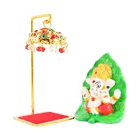 Marble Ganesh Idol Statue for Car Dashboard with Umbrella  Office Table study Table  Deacute;cor showpices-thumb2