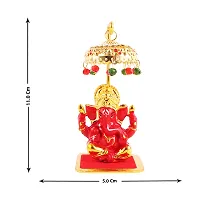 Gold plate  Ganesh Idol Statue for Car Dashboard with Umbrella  Office Table study Table  Deacute;cor showpices-thumb3