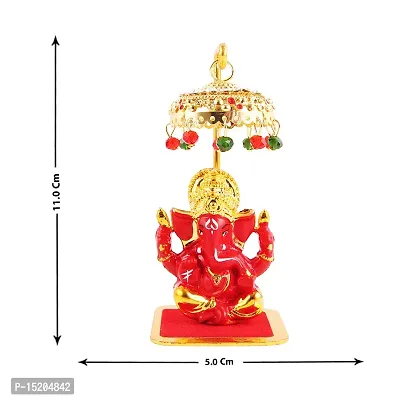 Gold plate  Ganesh Idol Statue for Car Dashboard with Umbrella  Office Table study Table  Deacute;cor showpices-thumb4