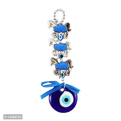 Feng Shui Evil Eye Wall Hanging With Three Horse For Good Luck Showpiece-thumb0