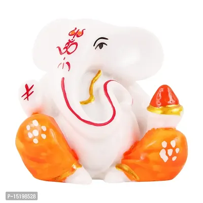 Ganesha Ji Murti Marble  For Car Dashboard Idols /Office Table Study /Room Decor / Pooja Mandir-thumb0