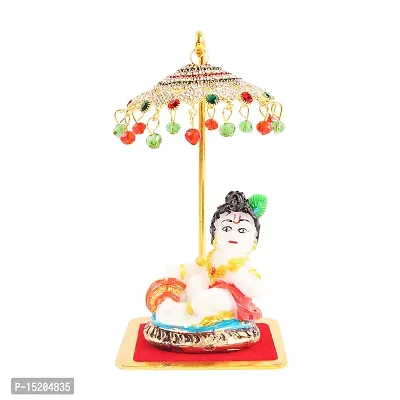 Marble Ladu gopal Idol Statue for Car Dashboard with Umbrella  Office Table study Table  Deacute;cor showpices-thumb0