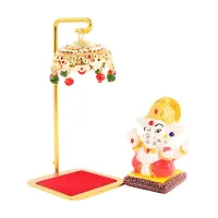 Marble Ganesh Idol Statue for Car Dashboard with Umbrella  Office Table study Table  Deacute;cor showpices-thumb2