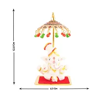 Marble Ganesh Idol Statue for Car Dashboard with Umbrella  Office Table study Table  Deacute;cor showpices-thumb3