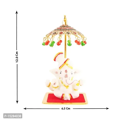 Marble Ganesh Idol Statue for Car Dashboard with Umbrella  Office Table study Table  Deacute;cor showpices-thumb4