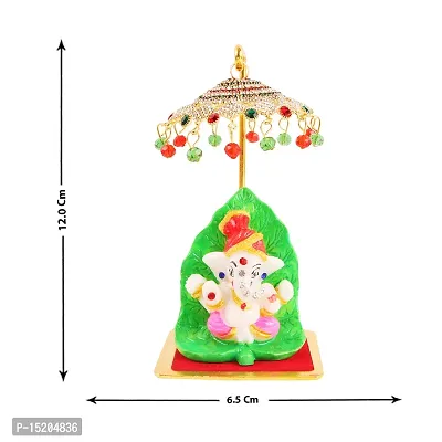 Marble Ganesh Idol Statue for Car Dashboard with Umbrella  Office Table study Table  Deacute;cor showpices-thumb4