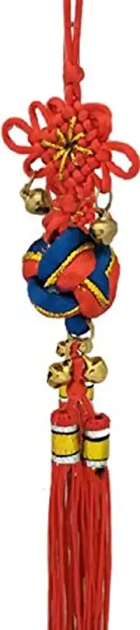 Jagriti enterprises Decorative Colourful Chinese Feng Shui Button Stopper Knot Talisman Pendant Amulet for Car Rear View Mirror Decor-thumb1