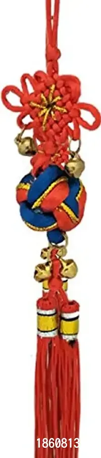 Jagriti enterprises Decorative Colourful Chinese Feng Shui Button Stopper Knot Talisman Pendant Amulet for Car Rear View Mirror Decor-thumb2