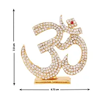 Gold Plated With Stone Om Sign Car Dashboard Idol Statue Shiva Om Symbol Spritual Puja Vastu Figurine - Religious Pooja Gift Item And Murti For Mandir / Temple / Home Decor / Office Decorative Showpiece Decorative Showpiece-thumb3