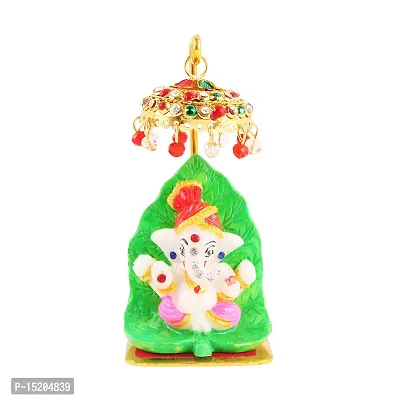 Marble Ganesh Idol Statue for Car Dashboard with Umbrella  Office Table study Table  Deacute;cor showpices-thumb0