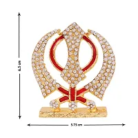 Khanda Kirpaan, Sikh Religious Emblem Of Khalsa Sardar Sikhism With Golden Electroplating To Worship And Gain Prosperity Statuary Decoration For Home, Office, Vastu Or Car Dashboard-thumb3