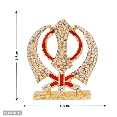 Khanda Kirpaan, Sikh Religious Emblem Of Khalsa Sardar Sikhism With Golden Electroplating To Worship And Gain Prosperity Statuary Decoration For Home, Office, Vastu Or Car Dashboard-thumb4