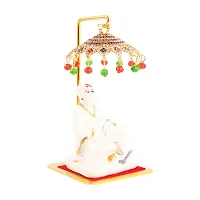 Marble sai baba with Umbrella small tample idols  office  room study table-thumb1