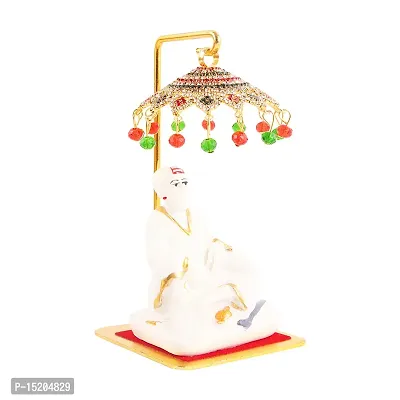 Marble sai baba with Umbrella small tample idols  office  room study table-thumb2