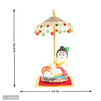 Marble Ladu gopal Idol Statue for Car Dashboard with Umbrella  Office Table study Table  Deacute;cor showpices-thumb4