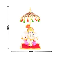 Marble Ganesh Idol Statue for Car Dashboard with Umbrella  Office Table study Table  Deacute;cor showpices-thumb3