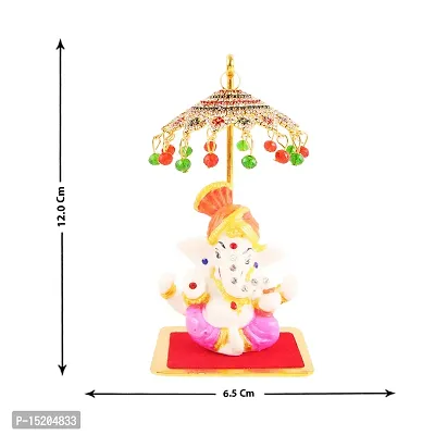 Marble Ganesh Idol Statue for Car Dashboard with Umbrella  Office Table study Table  Deacute;cor showpices-thumb4