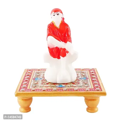 Italian Marble Saibaba On Marble Sinhasan Idol And Figurine For Home And Pooja Room-thumb0