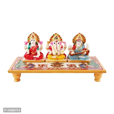 Lakshmi Ganesh Ji Marble Idol With Choki For Festival And Home Decoration-thumb0
