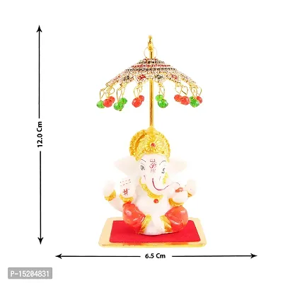 Marble Ganesh Idol Statue for Car Dashboard with Umbrella  Office Table study Table  Deacute;cor showpices-thumb4