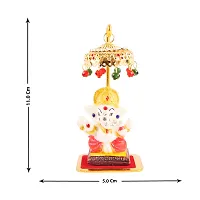 Marble Ganesh Idol Statue for Car Dashboard with Umbrella  Office Table study Table  Deacute;cor showpices-thumb3