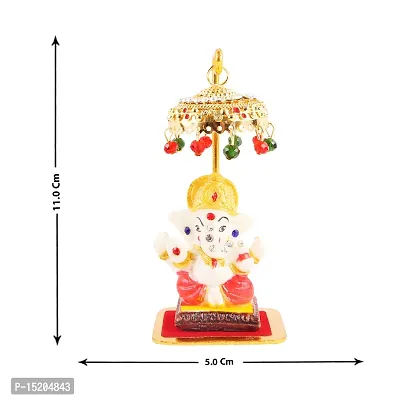 Marble Ganesh Idol Statue for Car Dashboard with Umbrella  Office Table study Table  Deacute;cor showpices-thumb4