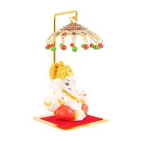 Marble Ganesh Idol Statue for Car Dashboard with Umbrella  Office Table study Table  Deacute;cor showpices-thumb1