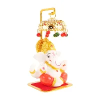 Marble Ganesh Idol Statue for Car Dashboard with Umbrella  Office Table study Table  Deacute;cor showpices-thumb1