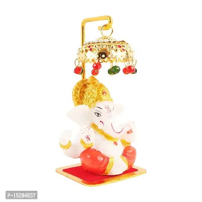 Marble Ganesh Idol Statue for Car Dashboard with Umbrella  Office Table study Table  Deacute;cor showpices-thumb2